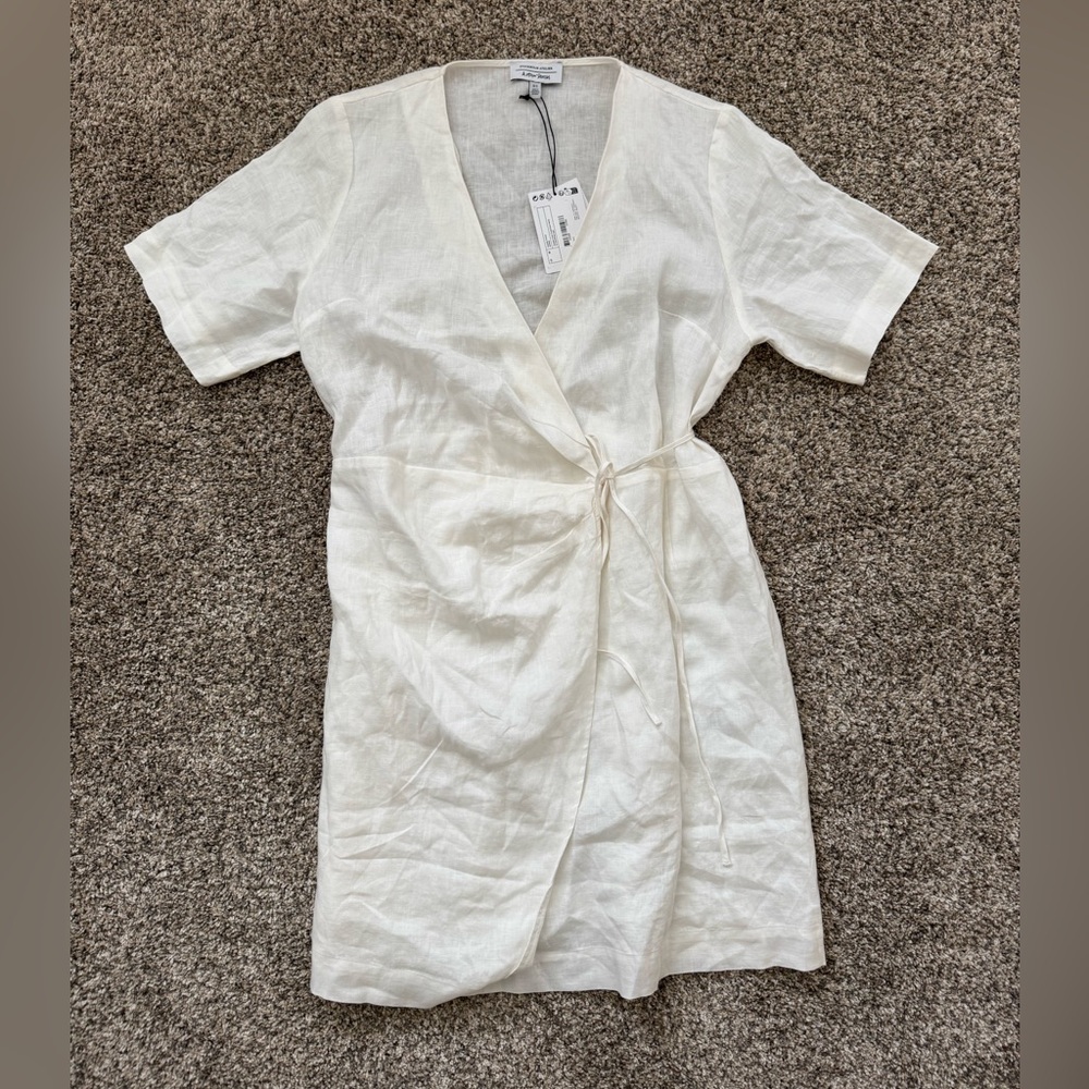 & Other Stories Stockholm Atelier Linen Diagonal Wrap Dress NWT